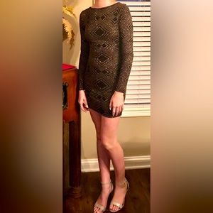 Sparkly, black mini dress